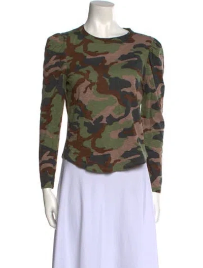 Pre-owned Veronica Beard Printed Crew Neck Top In Green