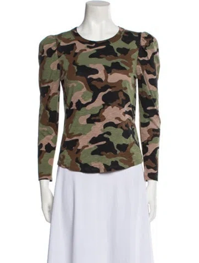 Pre-owned Veronica Beard Printed Crew Neck Top In Green