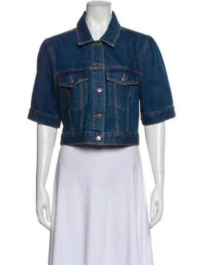 Pre-owned Veronica Beard Printed Denim Jacket In Blue