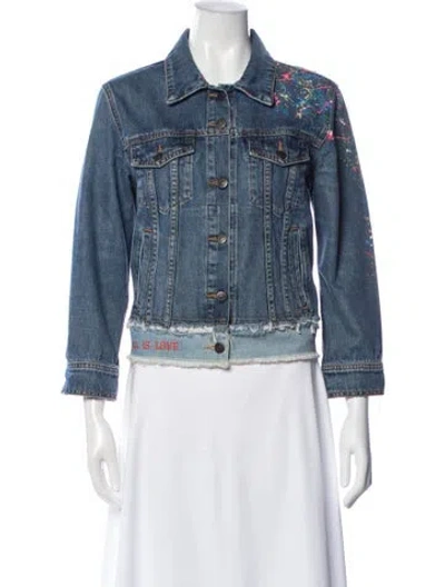 Pre-owned Veronica Beard Printed Denim Jacket In Blue