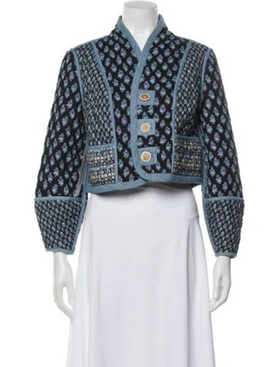 Pre-owned Veronica Beard Printed Evening Jacket In Blue