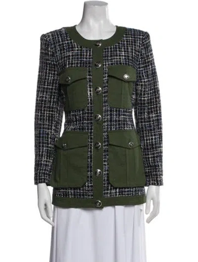 Pre-owned Veronica Beard Printed Evening Jacket In Green