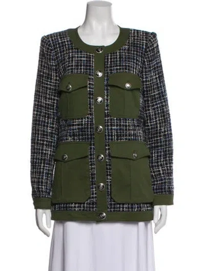 Pre-owned Veronica Beard Printed Evening Jacket In Green