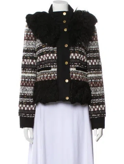 Pre-owned Veronica Beard Printed Faux Fur Jacket In Black