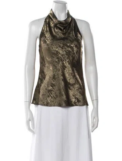 Pre-owned Veronica Beard Printed Halterneck Top In Green