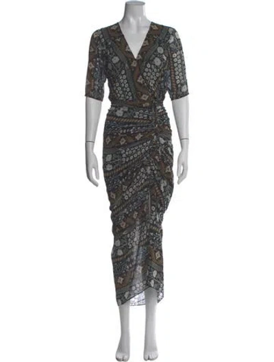 Pre-owned Veronica Beard Printed Long Dress In Black