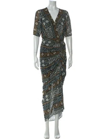 Pre-owned Veronica Beard Printed Long Dress In Black