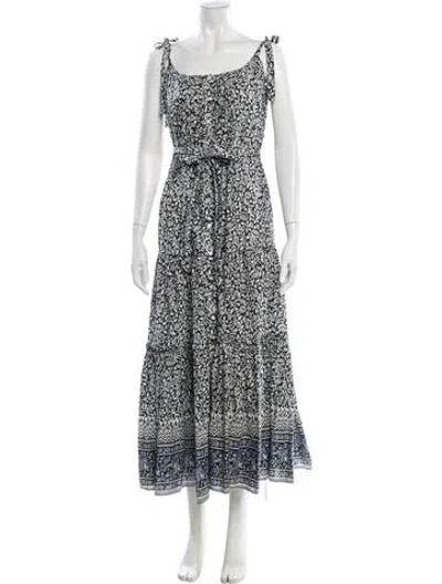 Pre-owned Veronica Beard Printed Long Dress In Black