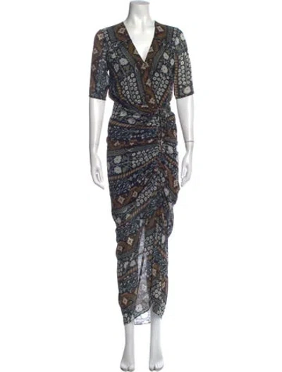 Pre-owned Veronica Beard Printed Long Dress In Black