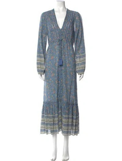 Pre-owned Veronica Beard Printed Long Dress In Blue
