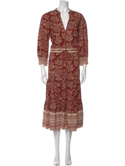 Pre-owned Veronica Beard Printed Long Dress In Brown