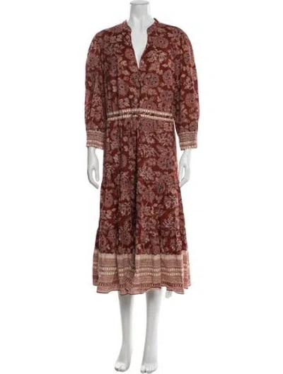 Pre-owned Veronica Beard Printed Long Dress In Brown