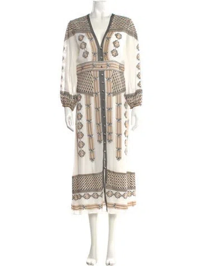 Pre-owned Veronica Beard Printed Long Dress In Neutral