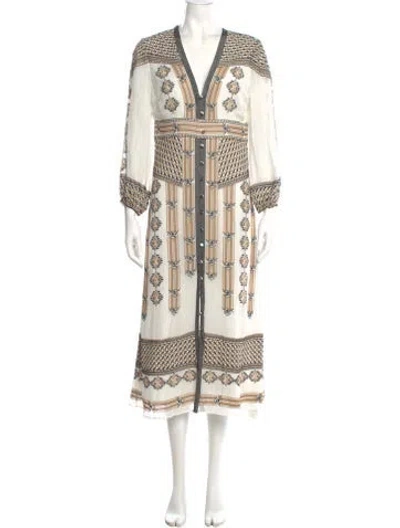 Pre-owned Veronica Beard Printed Long Dress In Neutral