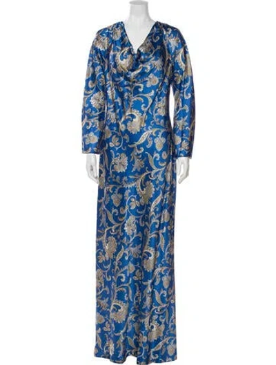 Pre-owned Veronica Beard Printed Long Dress W/ Tags In Blue