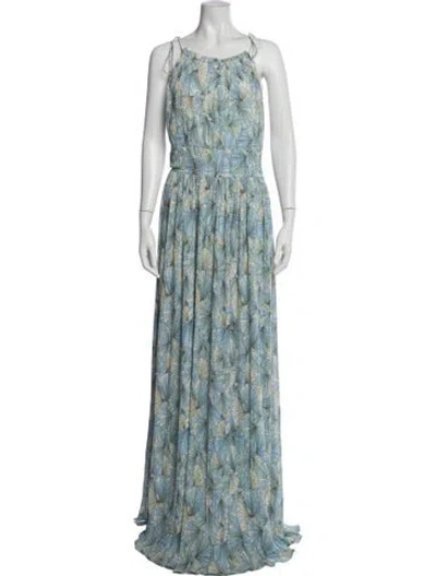 Pre-owned Veronica Beard Printed Long Dress W/ Tags In Blue