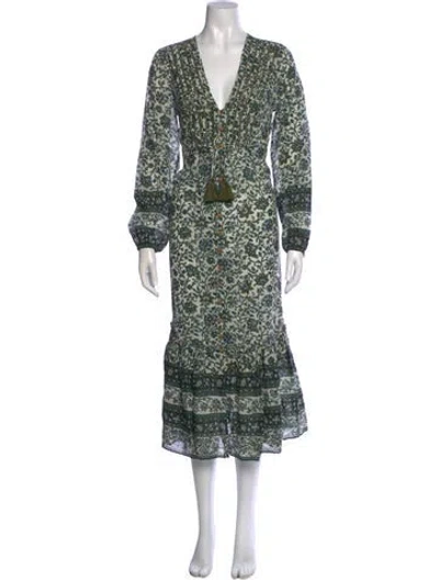 Pre-owned Veronica Beard Printed Long Dress W/ Tags In Green