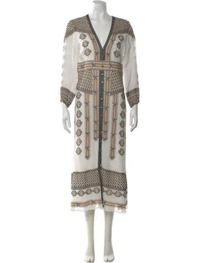 Pre-owned Veronica Beard Printed Long Dress W/ Tags In White