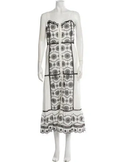 Pre-owned Veronica Beard Printed Long Dress In White