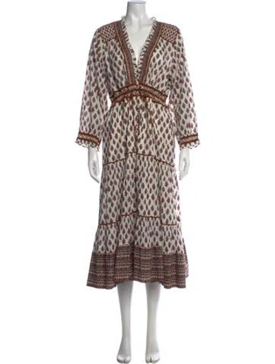 Pre-owned Veronica Beard Printed Long Dress In White