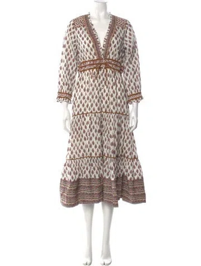 Pre-owned Veronica Beard Printed Long Dress In White