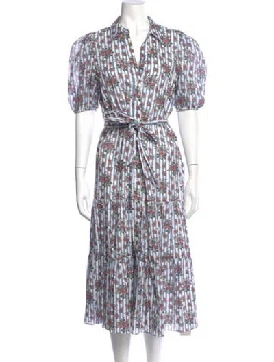 Pre-owned Veronica Beard Printed Long Dress In White