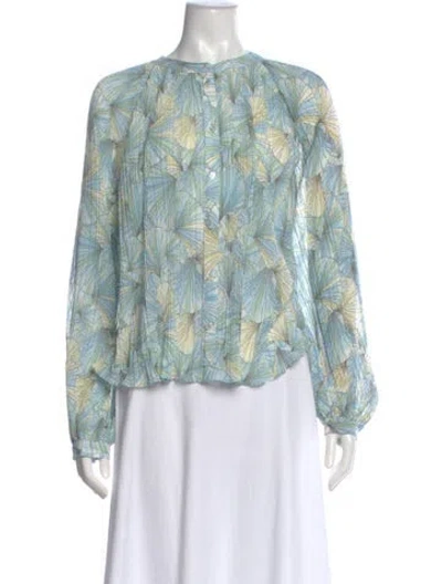 Pre-owned Veronica Beard Printed Long Sleeve Blouse In Blue