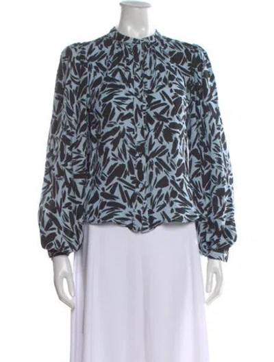 Pre-owned Veronica Beard Printed Long Sleeve Blouse In Blue