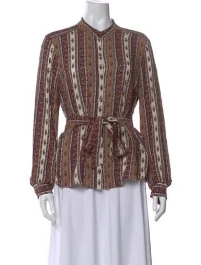 Pre-owned Veronica Beard Printed Long Sleeve Blouse In Multi