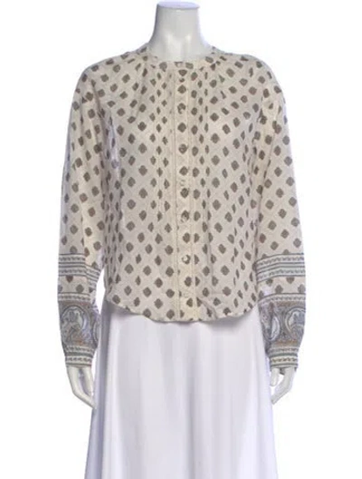 Pre-owned Veronica Beard Printed Long Sleeve Blouse In Neutral