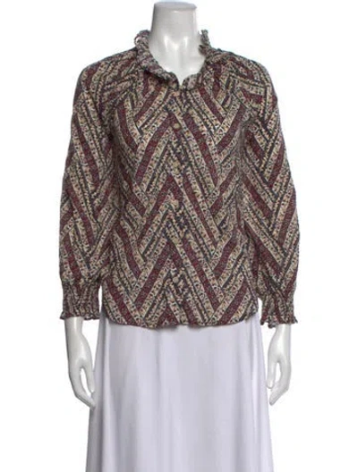 Pre-owned Veronica Beard Printed Long Sleeve Blouse In Neutrals