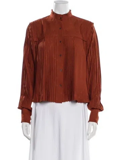 Pre-owned Veronica Beard Printed Long Sleeve Blouse In Orange