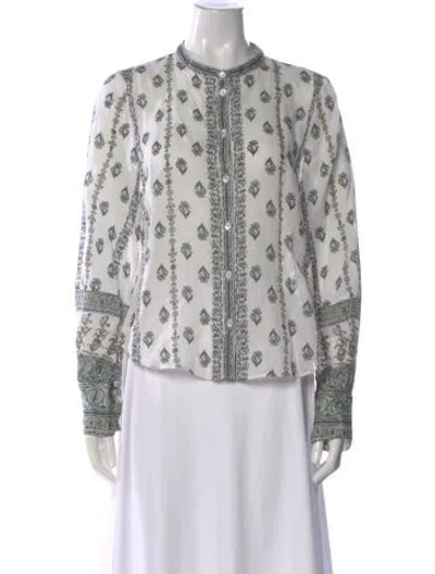 Pre-owned Veronica Beard Printed Long Sleeve Blouse W/ Tags In White
