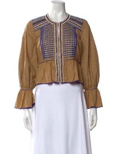 Pre-owned Veronica Beard Printed Long Sleeve Top In Neutral