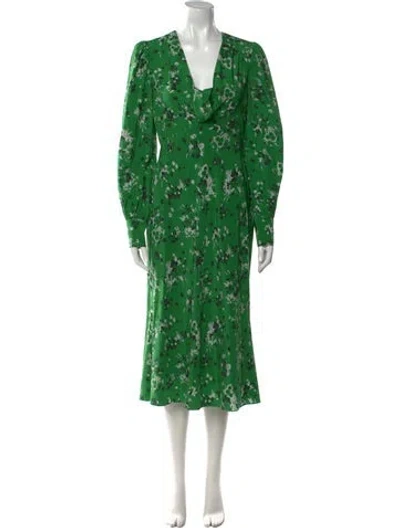 Pre-owned Veronica Beard Printed Midi Length Dress In Green