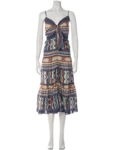 Pre-owned Veronica Beard Printed Midi Length Dress In Green