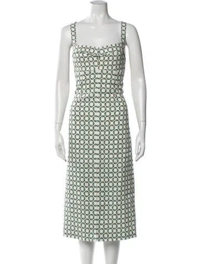 Pre-owned Veronica Beard Printed Midi Length Dress In Green