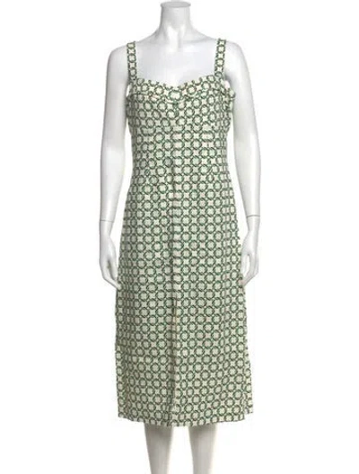 Pre-owned Veronica Beard Printed Midi Length Dress In Green