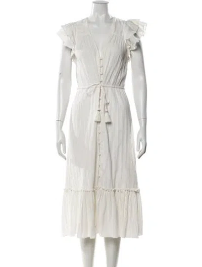 Pre-owned Veronica Beard Printed Midi Length Dress In Metallic/white
