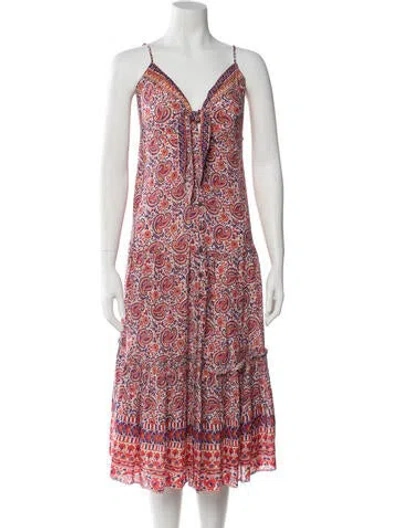 Pre-owned Veronica Beard Printed Midi Length Dress In Red