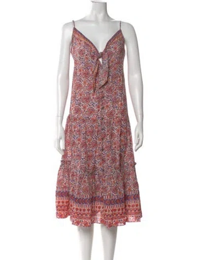 Pre-owned Veronica Beard Printed Midi Length Dress In Red