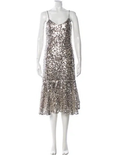 Pre-owned Veronica Beard Printed Midi Length Dress In Silver