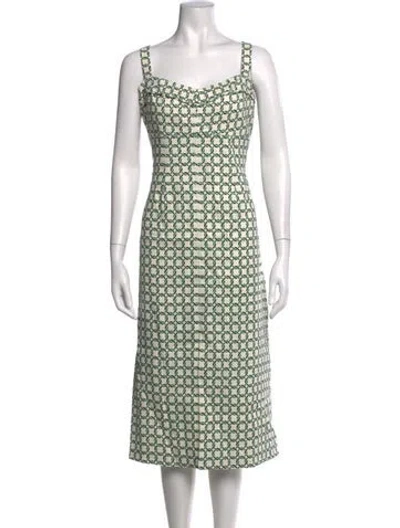 Pre-owned Veronica Beard Printed Midi Length Dress W/ Tags In Green