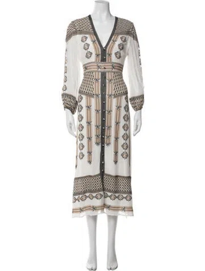 Pre-owned Veronica Beard Printed Midi Length Dress W/ Tags In White