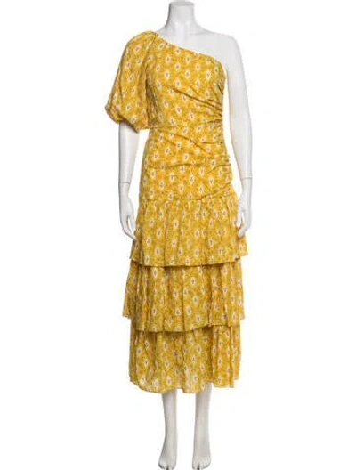 Pre-owned Veronica Beard Printed Midi Length Dress W/ Tags In Yellow