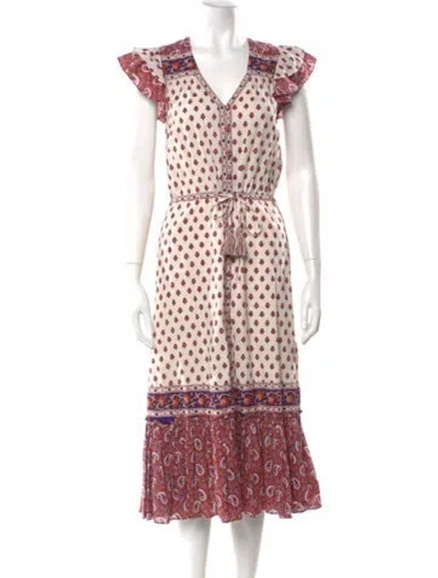Pre-owned Veronica Beard Printed Midi Length Dress In White