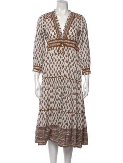 Pre-owned Veronica Beard Printed Midi Length Dress In White