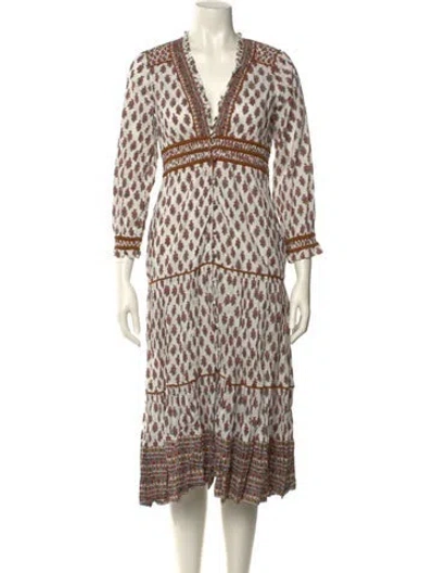 Pre-owned Veronica Beard Printed Midi Length Dress In White