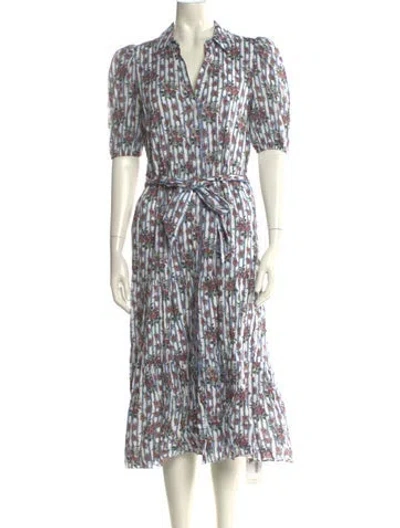 Pre-owned Veronica Beard Printed Midi Length Dress In White