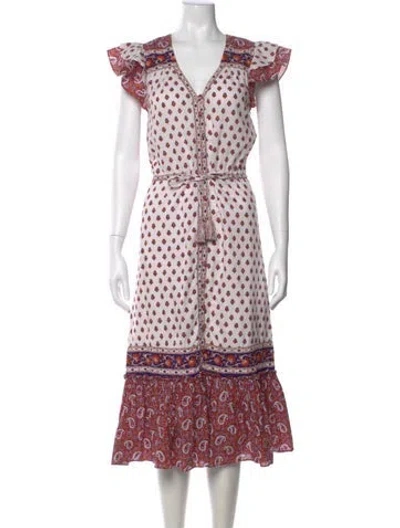 Pre-owned Veronica Beard Printed Midi Length Dress In White